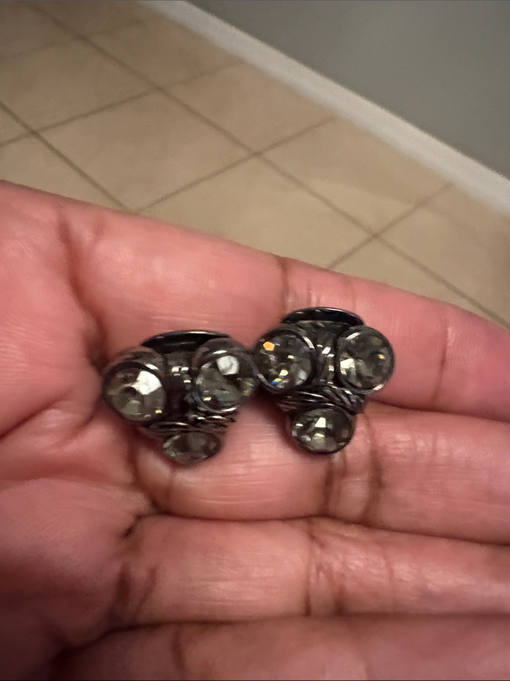 Vintage-Inspired Black Crystal Cluster Clip-On Earrings